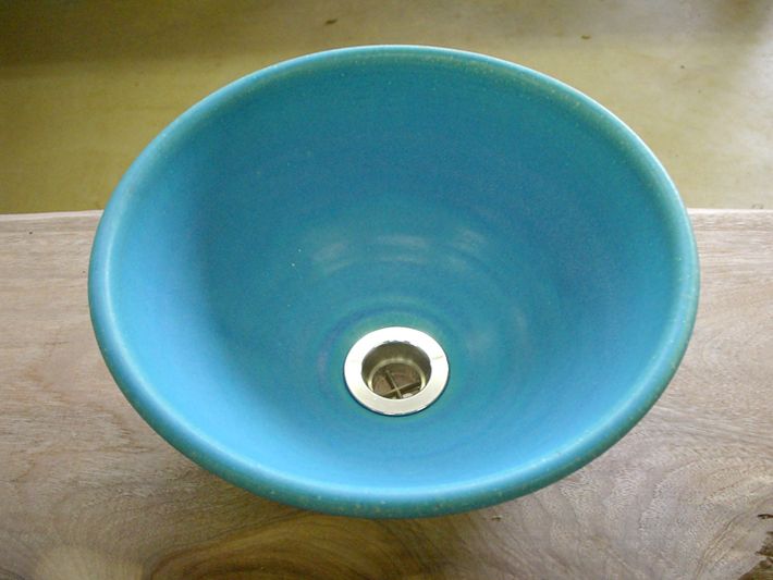 真山窯 陶芸手洗い鉢 トルコブルー ２４ｃｍ 小 廣美陶房